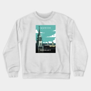 Munich, Germany. Retro travel poster Crewneck Sweatshirt